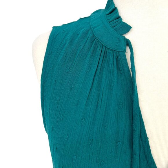 Market & Spruce Swiss Dot Sleeveless Blouse Green Blue Size Small NWT - Picture 3 of 10